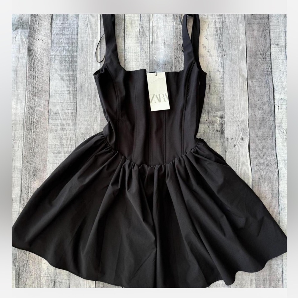 Zara Corset Black Mini Dress size M - Picture 3 of 7